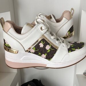 MICHAEL Michael Kors White and Pink Floral Sneakers